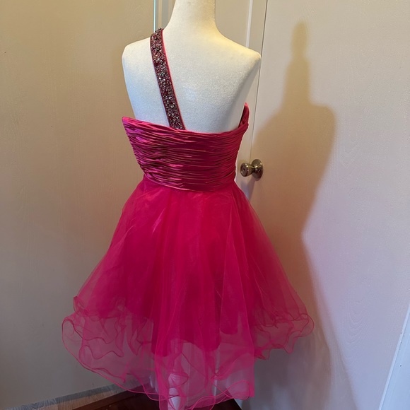 Dave and Johnny Hot Pink sequin tulle prom dress. - Picture 3 of 5